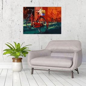 Obraz na szkle czerwonego koła, malowanie akrylowe (70x50 cm)
