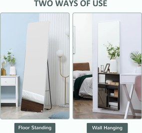 HOMCOM Lustro Stojące Całościowe z Ramą z Aluminium Srebrne 45x37x158,5cm | Aosom PL