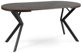 Stół Okrągły Rozkładany DORIAN 80-160 cm Orzech/Czarny Nowoczesny Loft