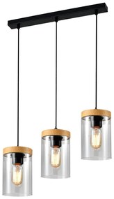 Czarno-naturalna lampa wisząca ze szklanym kloszem ø 12 cm Wels – Candellux Lighting