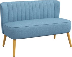 HOMCOM Sofa 2-osobowa, miękka tapicerka, łatwa w pielęgnacji, do 220 kg, 117 x 56,5 x 77 cm, niebieska | Aosom PL