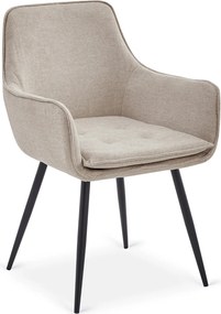 Krzesło Tapicerowane do Jadalni EDRICK Kremowe Nowoczesne Loft