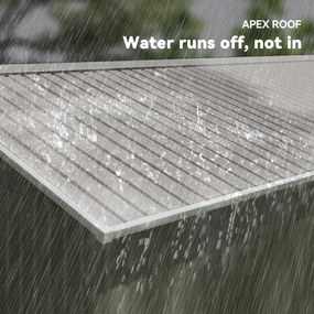 Outsunny Szopa Ogrodowa, Odporna na Warunki Pogodowe Domek na Narzędzia Ogrodowe z Oknami Wentylacyjnymi, Drzwi Przesuwne, Stal, Jasnoszary