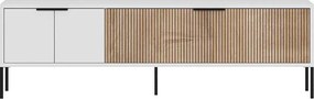 Stojak pod TV – 150 cm x 45 cm x 30 cm – Biały i rattanowy – MDF