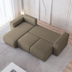 Masseno Narożnik RINOVA z funkcją spania i pojemnikiem na pościel Narozniki L, Rozkładana sofa - Brązowy, NEVE 16