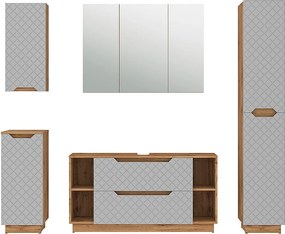 Zestaw mebli łazienkowych dąb/szary ze strukturą płytek 119.2x35x62.5 lotta