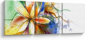 Obraz - Kwiat (z zegarem) (90x30 cm)