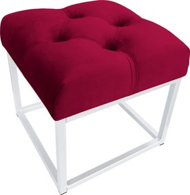 Pufa CHESTERFIELD tkanina Welur loft ławka podnóżek metal : Kolor Stelaża - Biały, Kolor tkaniny - VELVET - MG31, Typ tkaniny - Velvet