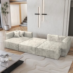 Masseno Narożnik SARMO z funkcją spania i pojemnikiem na pościel Narozniki U, Rozkładana sofa - Kremowy, POSO 100