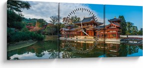 Obraz - Świątynia Byodo-in, Japonia (z zegarem) (90x30 cm)
