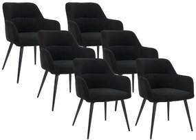 Zestaw 6 krzeseł HEKA - Podłokietniki - Tkanina i metal - Czarny