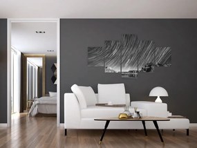 Czarno - biały obraz gwiaździstego nieba (125x70 cm)
