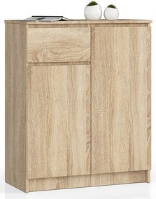 Komoda AKORD K80 Dąb Sonoma 80 cm 2 drzwi 1 szuflada kolor Dąb Sonoma mat 4 półki 80x40x99 cm