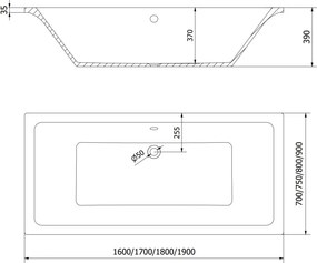 Mexen Cube wanna prostokątna 190 x 80 cm z obudową, biała - 55051908000X
