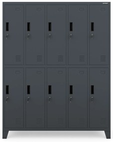 Szafa socjalna BHP ubraniowa 10-drzwiowa antracytowa: BARTEK 1360 x 1720 x 450 mm