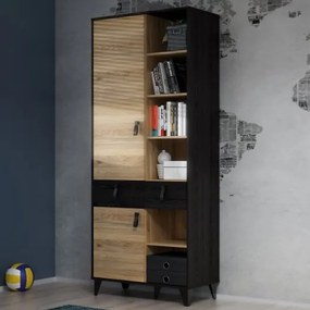 Wysoki regał młodzieżowy Lya 721 w stylu industrialnym