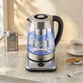 HOMCOM Elektryczny czajnik, 1,7L, szybkie gotowanie, 2200W, z termostatem Strix, sitkiem do herbaty, funkcją utrzymania ciepła | Aosom PL