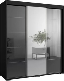 Szafa przeuwna z lutrem Como 3D1L 180 Czarna (lacobel)