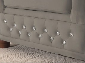 Szary aksamitny fotel typu chesterfield York Blik – Ropez