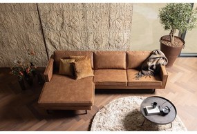 Brązowy narożnik z imitacji skóry (lewostronny/z szezlongiem) Rodeo – WOOOD