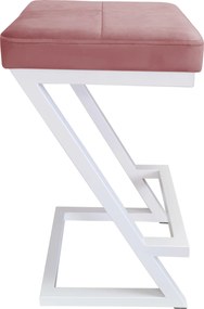 Hoker ZETA krzesło barowe tkanina Welur podstawa metalowa LOFT : Kolor Stelaża - Biały, Kolor tkaniny - VELVET - MG58