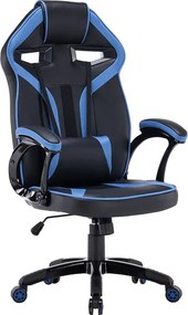 Zestaw biurko z szufladami + czarno-niebieski fotel biurowy B6-T13