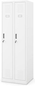 Szafka pracownicza metalowa socjalna czterokomorowa biała: KACPER II, 600 x 1800 x 500 mm