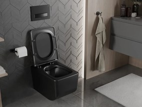 Mexen Vera miska wc Rimless z deską wolnoopadającą slim, duroplast, czarna mat - 30164070