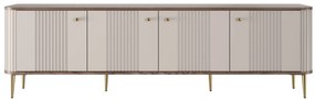 Szafka RTV Vesper 4D 187 cm - kaszmir / orzech / złote nogi