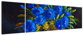 Obraz niebieskich kwiatów w wazonie (170x50 cm)