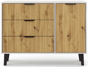 Komoda duża z 3 szufladami i szafką kaszmir + dąb artisan A1-L26
