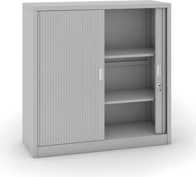 Szafa metalowa z drzwiami rolowanymi, 1200 x 1200 x 450 mm, jasnoszary