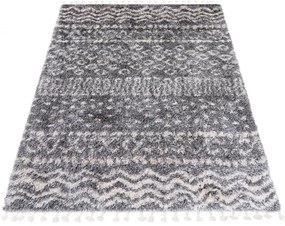Ciemnoszary dywan shaggy w azteckie wzory T8-B25