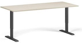 Biurko z regulacją wysokości, 180x80 cm, 2 silniki, czarna podstawa, brzoza