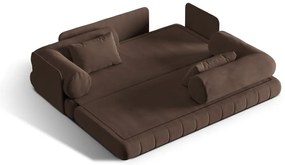 Brązowa aksamitna rozkładana sofa 206 cm Kemi – Cosmopolitan Design