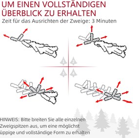 HOMCOM Sztuczna Choinka 90 cm z LED Światełkami, Ognioodporna, na Metalowej Podstawie, Zielony+Biały