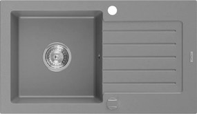 Mexen Pablo zlewozmywak granitowy 1-komorowy z ociekaczem 752 x 436 mm, szary, syfon chrom - 6510751010-71