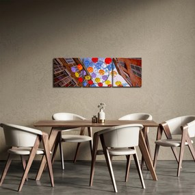 Obraz kolorowych parasoli (z zegarem) (90x30 cm)