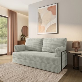 Masseno Sofa piankowa SILAR z funkcją spania, Kanapa z pianki do salonu, Bezmontażowa, Tkanina sztruksowa – Jasnoszary TILIA 83