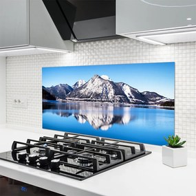 Dekor Szklany do Kuchni Błękitne Jezioro Wśród Szczytów