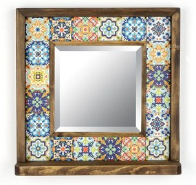 Lustro z półką z kamienną ramą ścienne 32.5x33 cm – Wallity