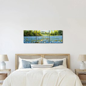 Obraz - Ścieżka w polu, obraz olejny (z zegarem) (90x30 cm)