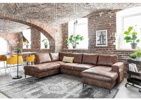 Brązowa rozkładana sofa w kształcie litery "U" z imitacji skóry Miuform Lofty Lilly Vintage, lewostronna