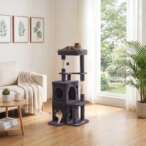 PawHut Drapak 132 cm wieża dla kota z jaskinią, słupy sizalowe, duża platforma, wielopoziomowy dla kotów średniej wielkości poniżej 6 kg | Aosom PL