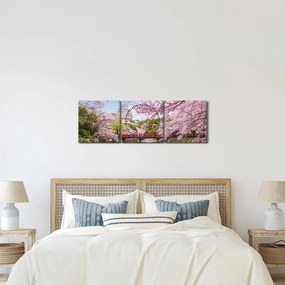 Obraz wiśni japońskiej (z zegarem) (90x30 cm)