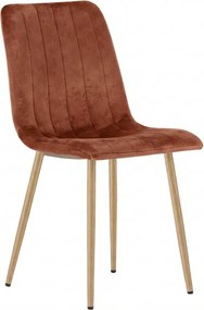 Kasztanowo brązowe aksamitne krzesło LAVA