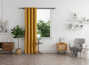 Żółta zasłona OXFORD 140x250 cm Zawieszanie: Taśma z wiązaniami