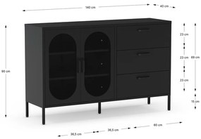 Czarna komoda 140x90 cm Diora – Marckeric