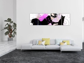Obraz - Kobieta z czarnym kotem (170x50 cm)