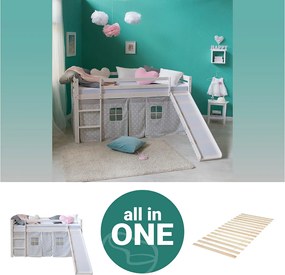 Łóżko piętrowe 207,5x110x219,5 cm Biało-szare